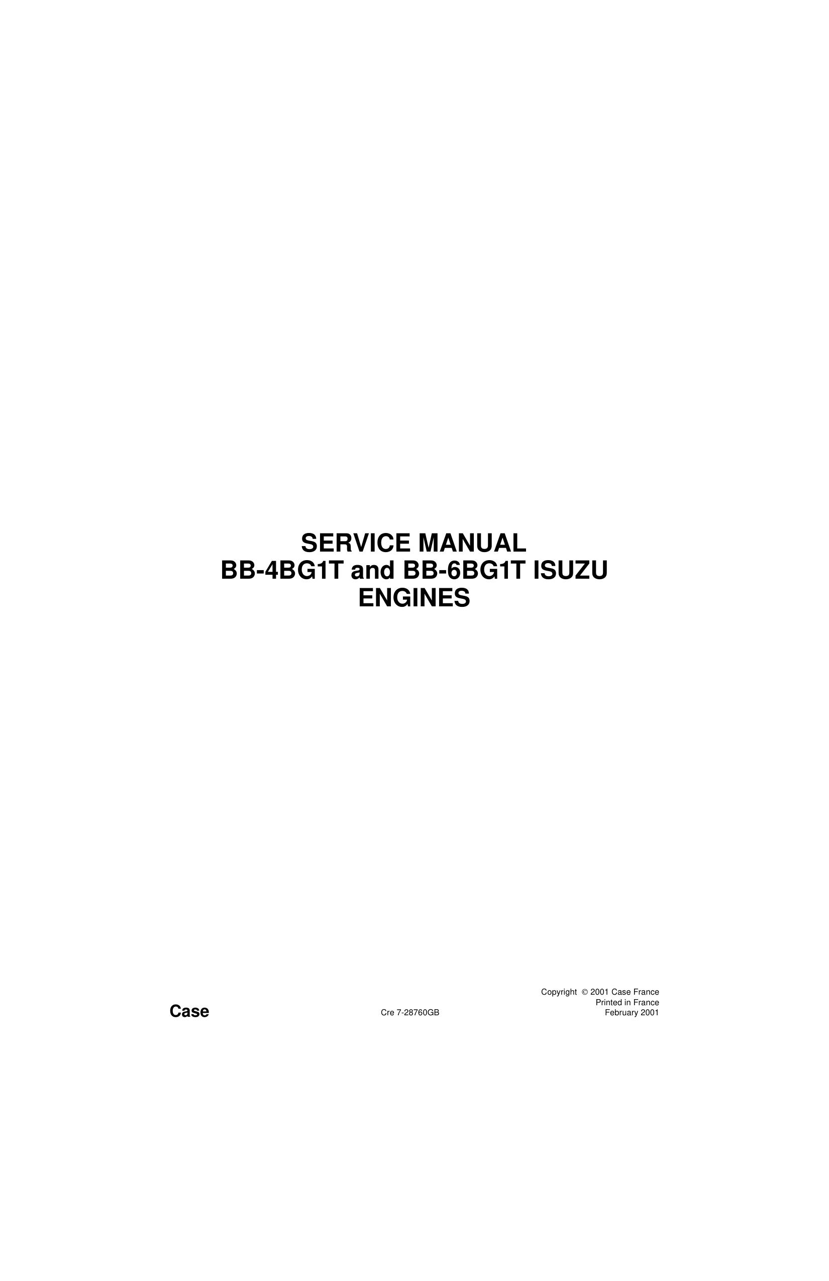 SERVICE MANUAL BB-4BG1T and BB-6BG1T ISUZU ENGINE